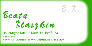 beata klaszkin business card